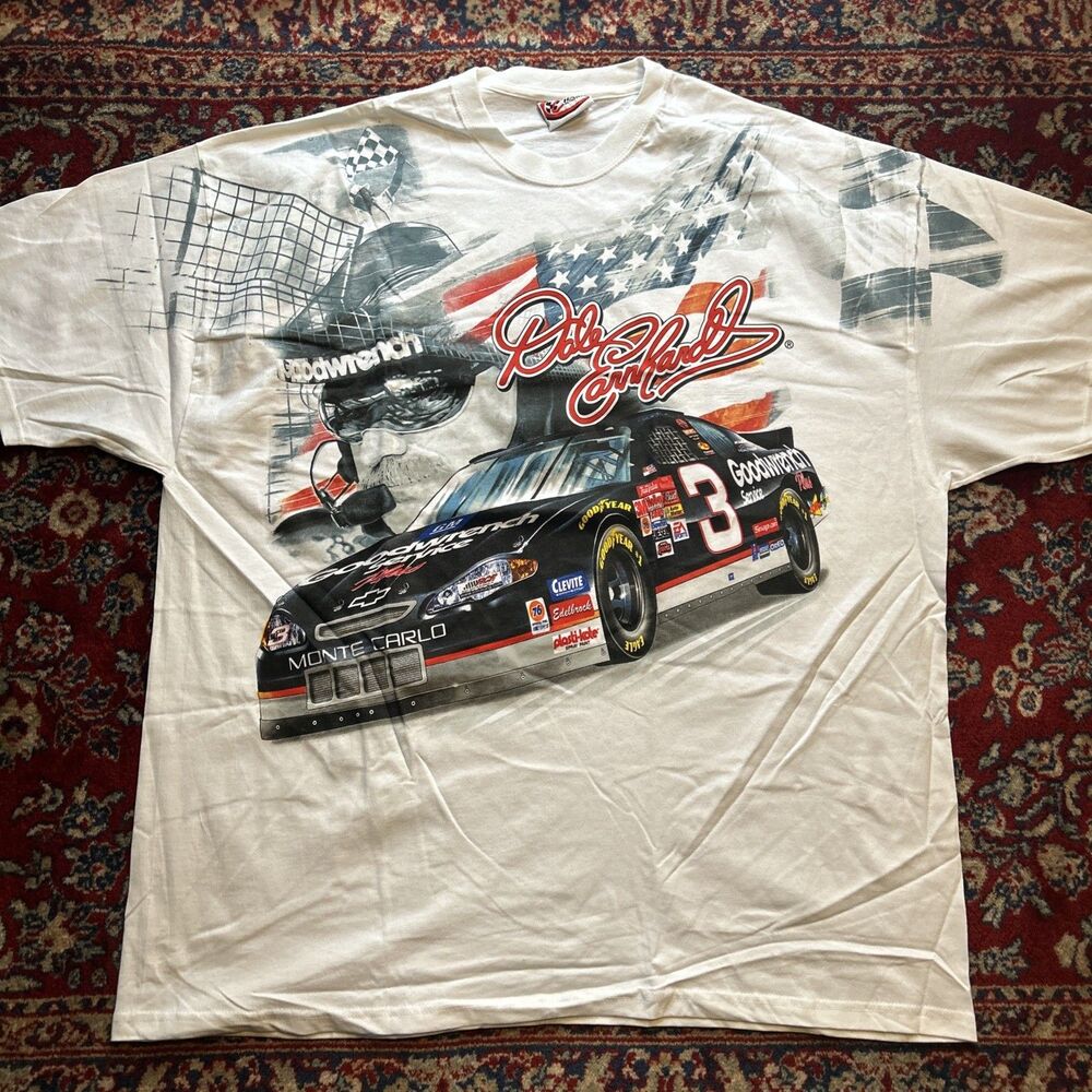 VTG Dale Earnhardt Graphic TShirt NASCAR 2XL The American Legend #3 Mint AOP